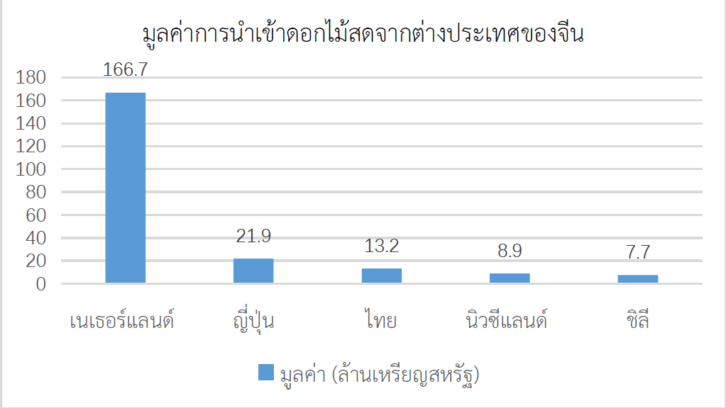 เศรษฐกิจดอกไม้สดในตลาดจีนเติบโตสูงทั้งในรูปแบบออนไลน์และออฟไลน์