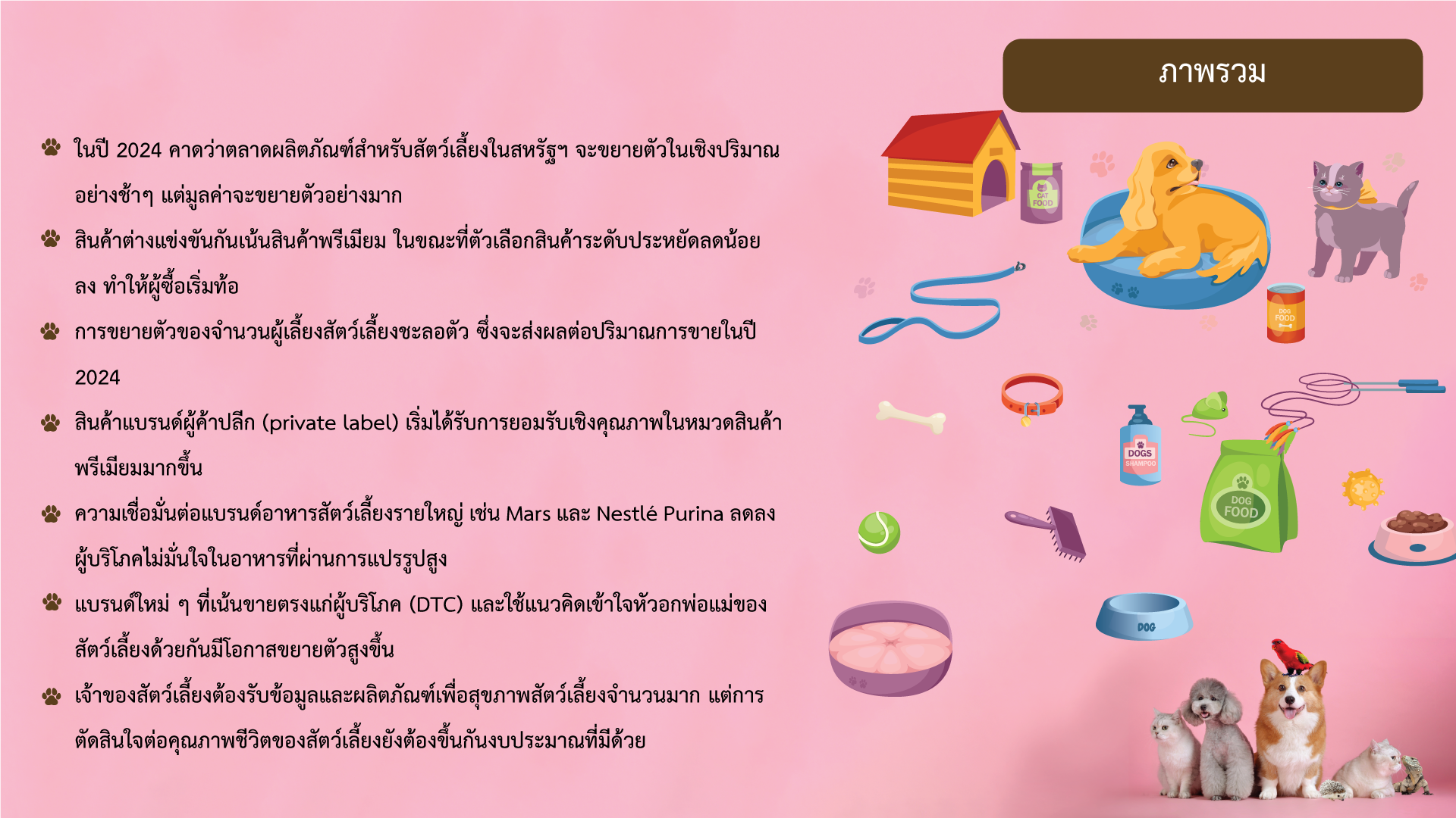 รายงานสภาวการณ์ตลาดผลิตภัณฑ์สำหรับสัตว์เลี้ยงในสหรัฐฯ