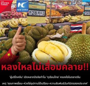 กระแสทุเรียนไทยในตลาดจีน ปี 2568